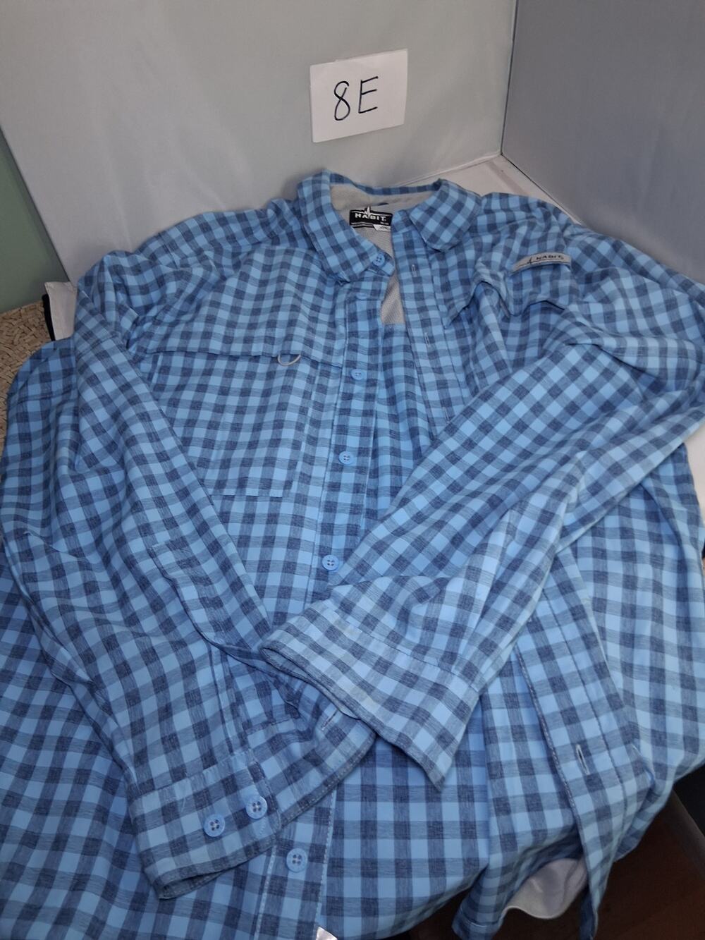 8E Habit Blue Checkered Wicking Shirt Men's Medium